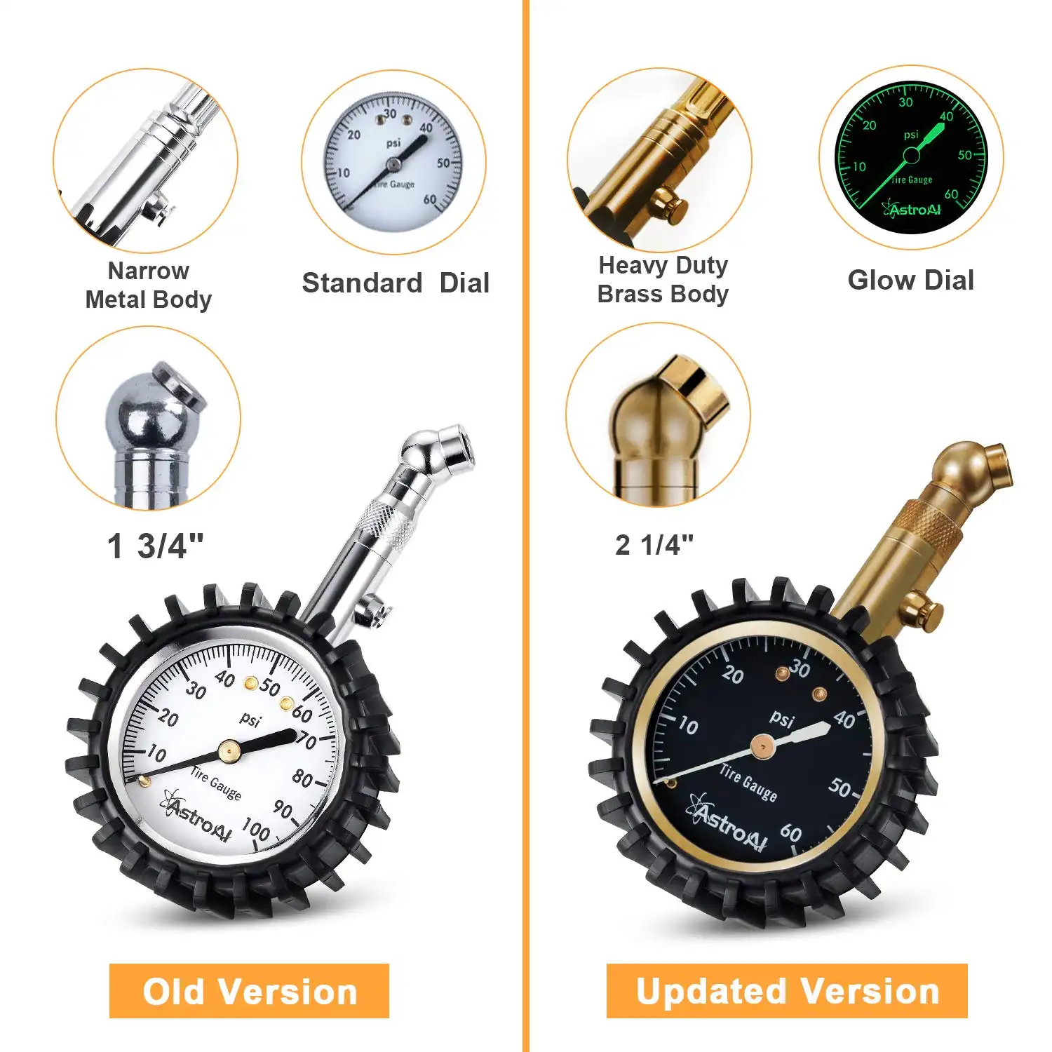 گیج مکانیکی بادتایر AstroAI GL-1508