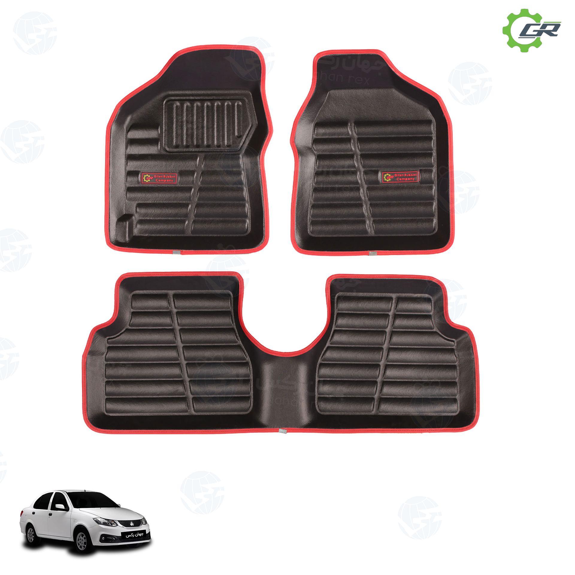 JR-GR-060 کفپوش سه بعدی گیلان مدل چرمی دوردوز قرمز مناسب ساینا