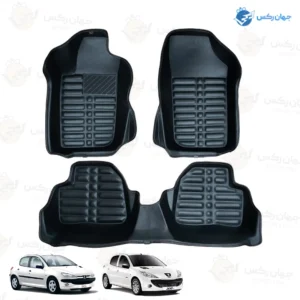 کفپوش پنج بعدی چرمی رایکو مناسب پژو 206 و 207 کد 39632 درجه 1