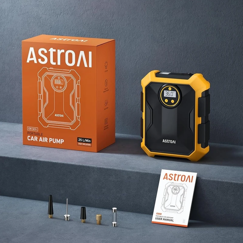 محتویات جعبه پمپ باد AstroAI AIRUN S3